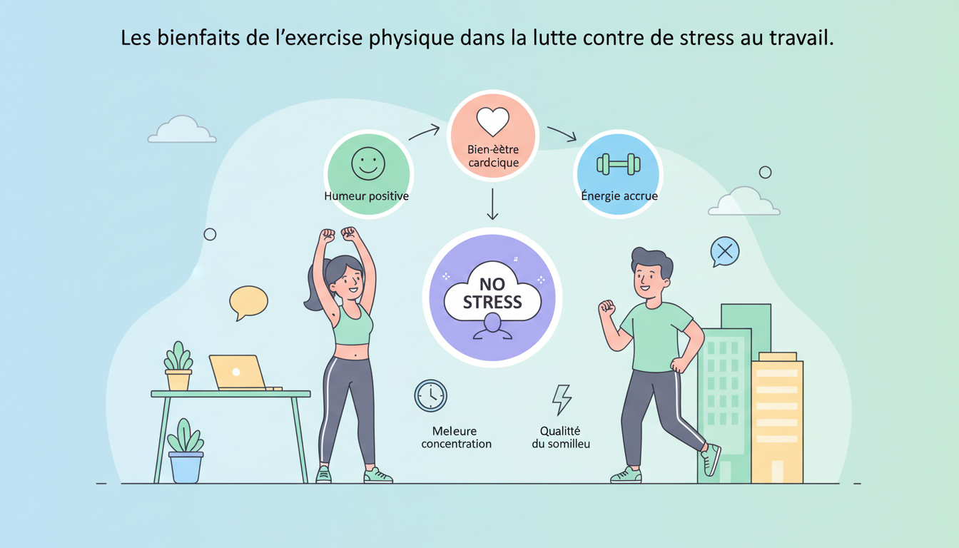 Les bienfaits de l’exercice physique dans la lutte contre le stress au travail dĂ©couvrez comment l'exercice physique peut rĂ©duire le stress au travail, amĂ©liorer votre bien-ĂȘtre et augmenter votre productivitĂ© grĂące Ă des conseils pratiques et des astuces efficaces.